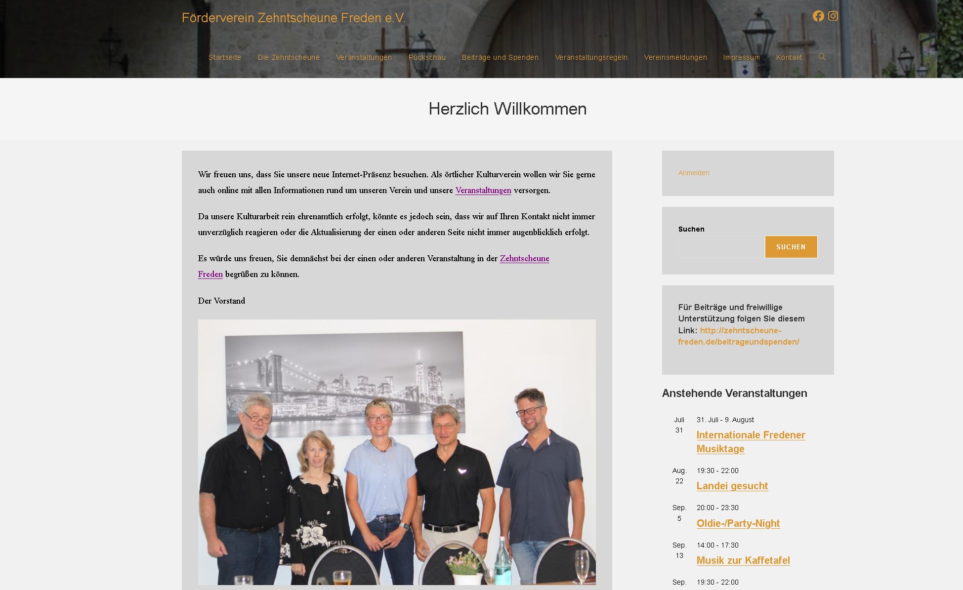 Kundenprojekt Förderverein Zehntscheune Freden e.V. – Website · Verein