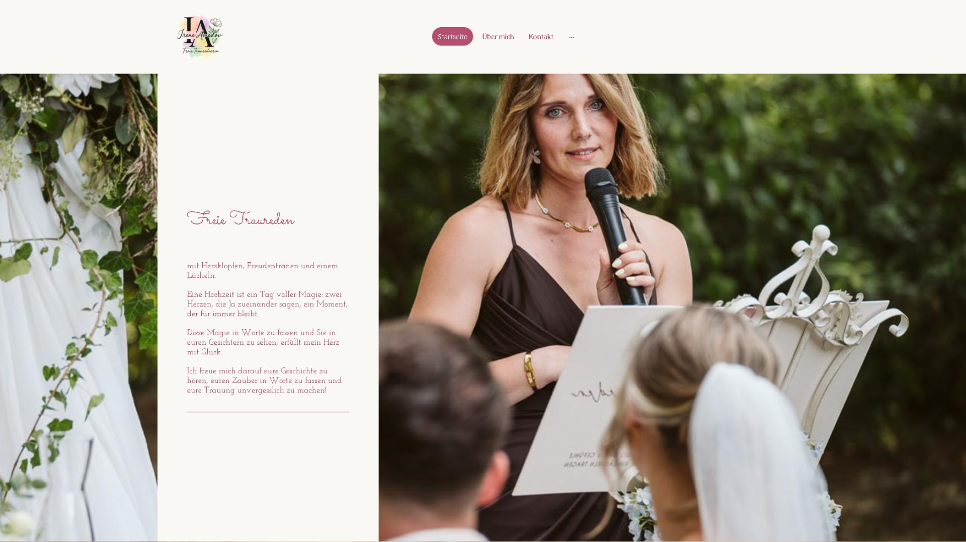 Kundenprojekt Irene Amedov – Website · Freie Traurednerin