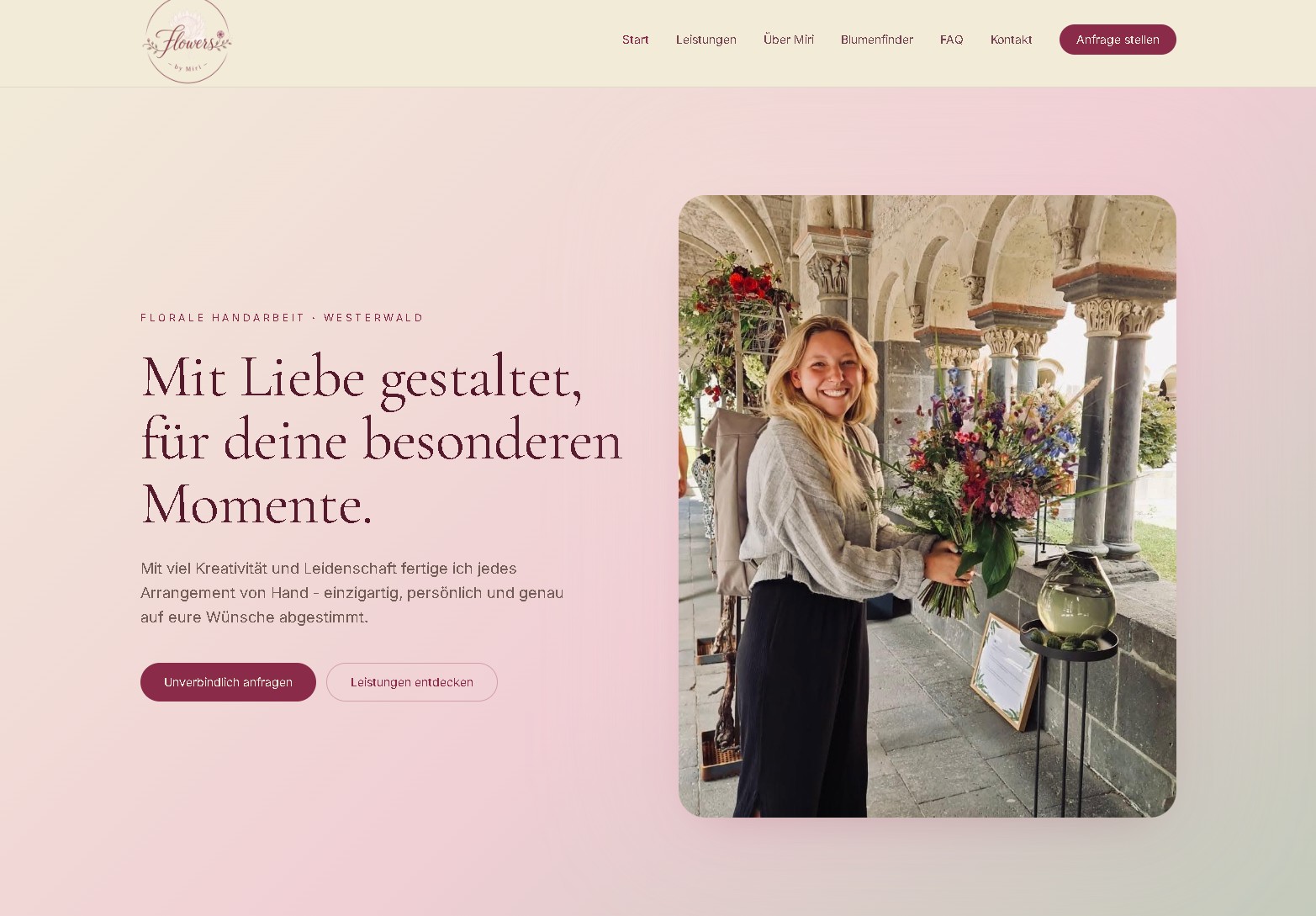 Kundenprojekt Flowers by Miri – Website · Floristik